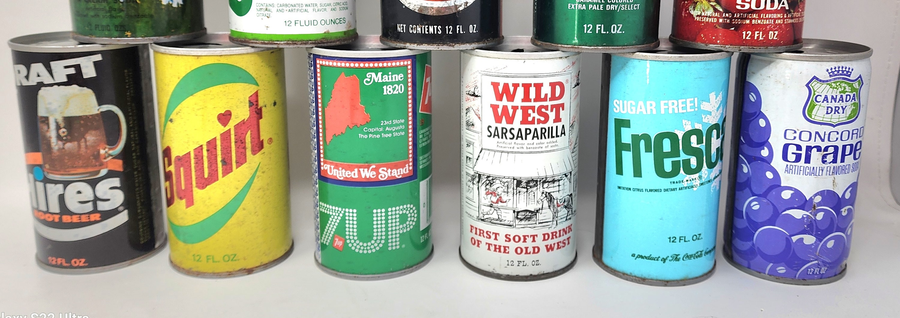 Vintage 70-80's Mixed Collectible Empty Soda Steel Cans Lot