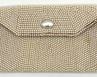 Vintage mid-century faux pearl handbag about 7.75" x 4.5" made japan sku u195