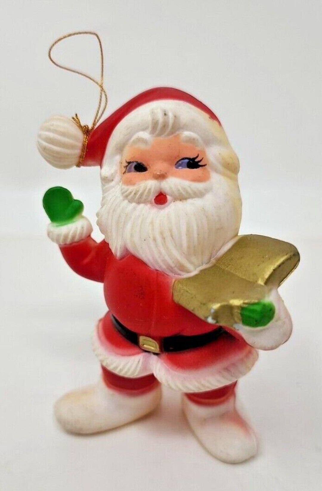 Vintage Santa Blow Mold Plastic Mini Tree Ornaments Hong Kong 3.5 U31 ...