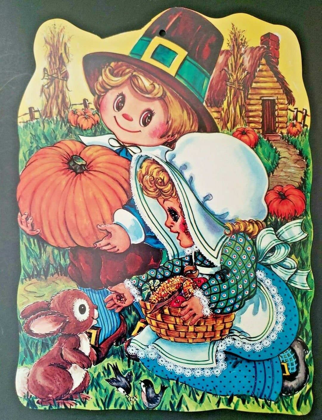 Vintage Cute Pilgrims Thanksgiving Fall Die Cut Double Sided 13x10 - Etsy