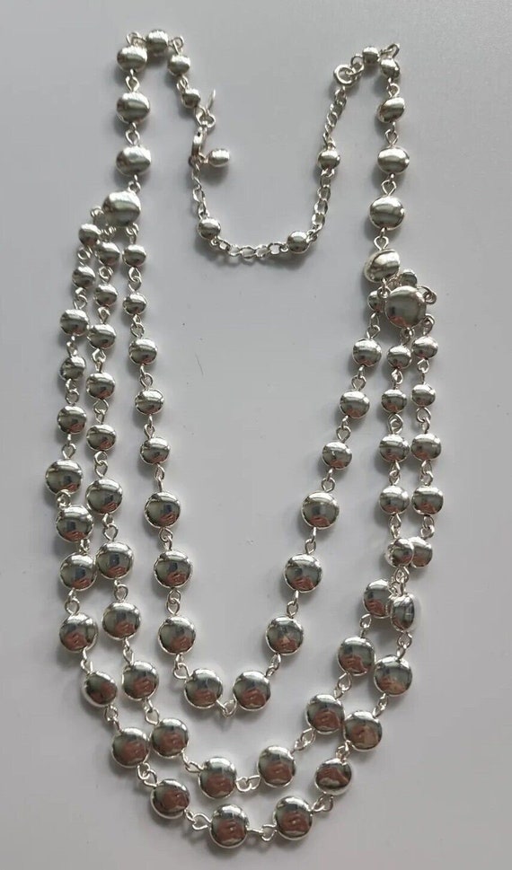 Avon multistrand disk necklace silvertone 20" chai