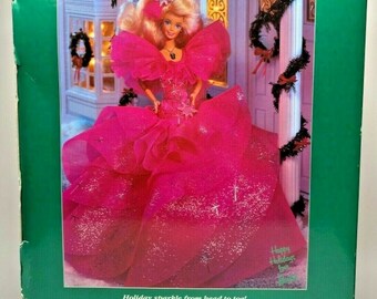 Happy holidays barbie 1990 value sale
