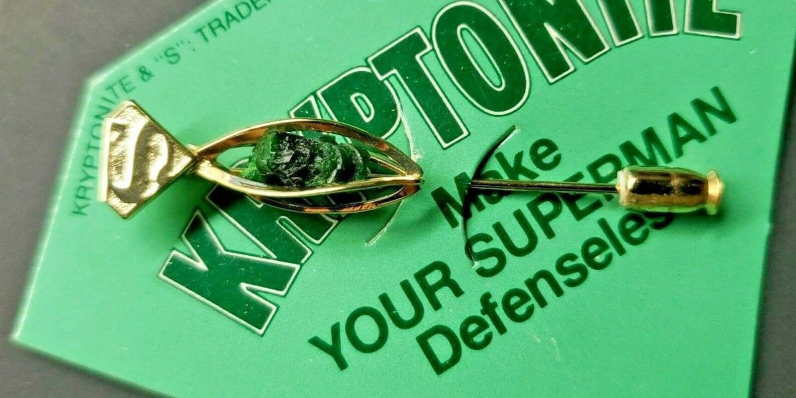 Vintage 1975 superman kryptonite gold lapel tie stick pin dc Etsy
