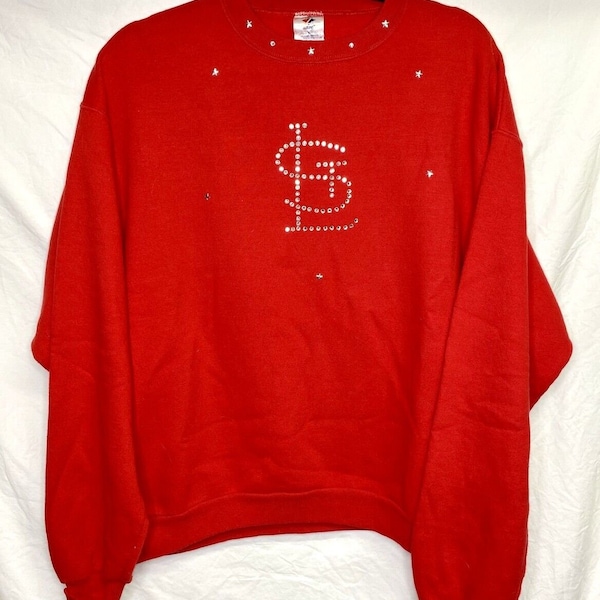 Women's st. louis cardinals rhinestone sweatshirt size l custom sku 331