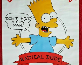 Vintage 1989 Original Bart Simpsons &quot;Radical Dude&quot; Poster 21&quot;x 31.75&quot;