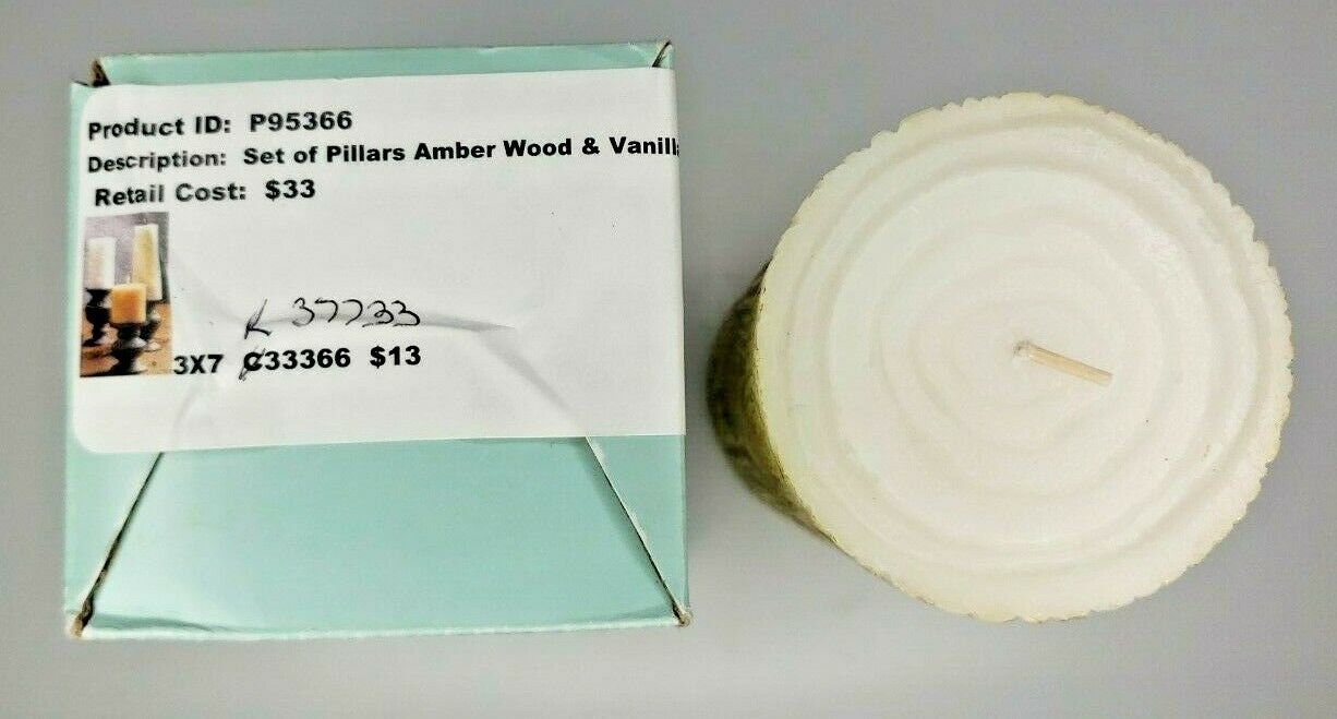 Vintage Retired Partylite 3 X 7 Wooded Pillar Candle New Box