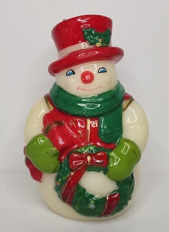 Vintage silvestri holiday christmas snowman candle