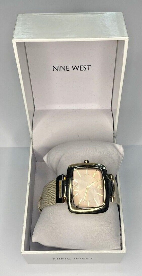 Nine west women's watch nude and gold tone rectang