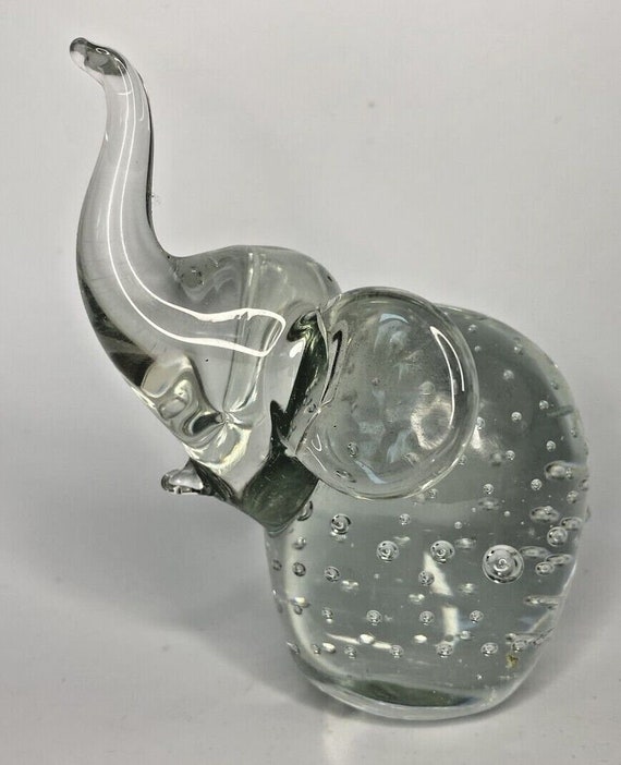 Vintage murano art glass elephant  paperweight w/… - image 2