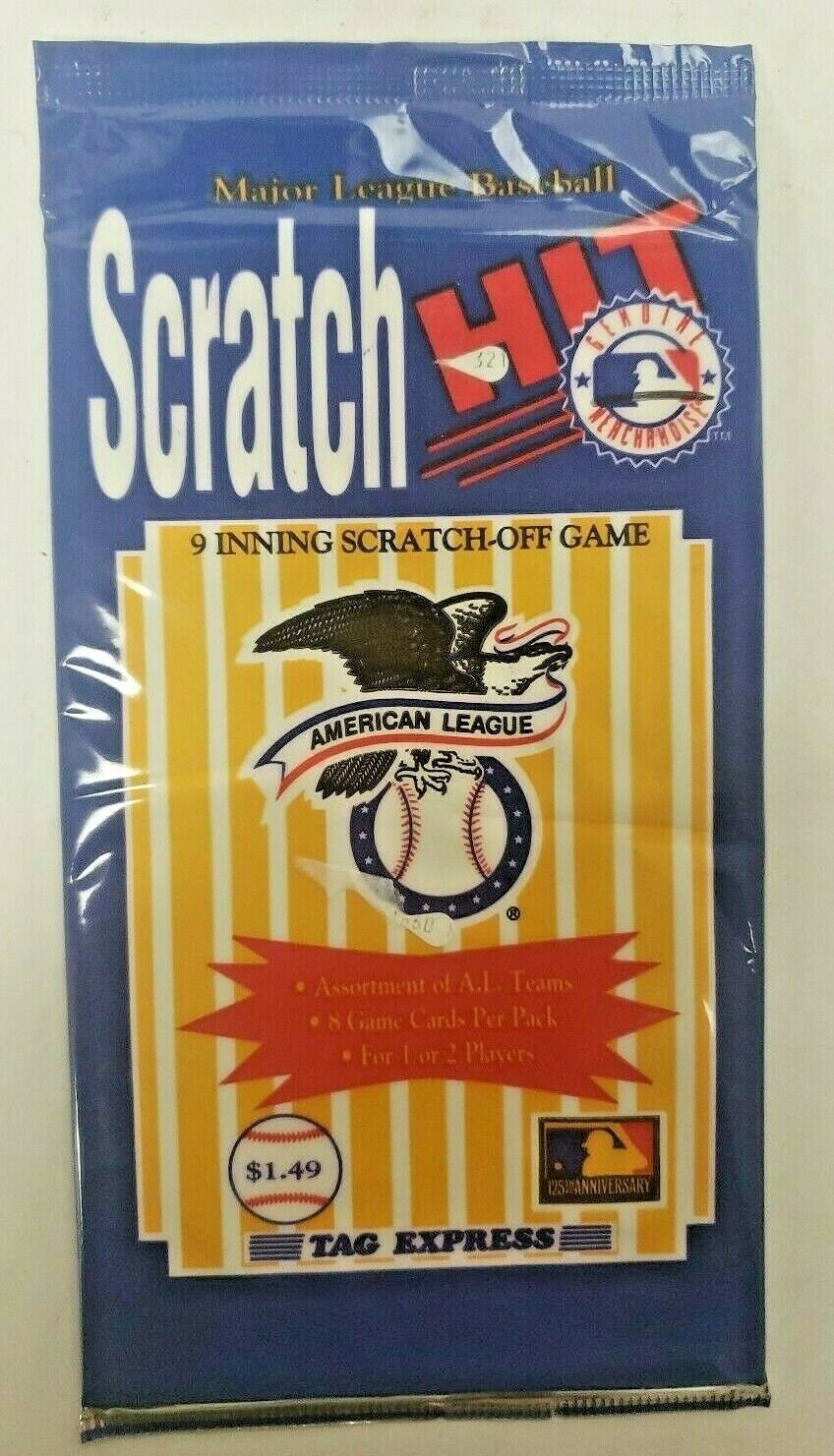 1 Pack Lot MLB Scratch Hit Unopened Pack Scratch Off Game Tag