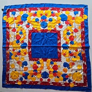 100% Silk Rush Limbaugh Primary Colors Scarf Paint Splatters abt 34&quot; x 34&quot; U308
