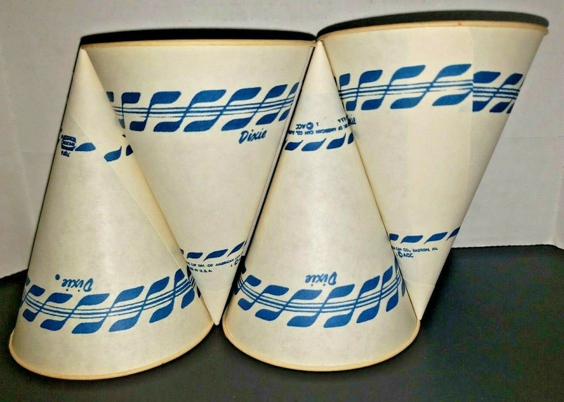 Vintage 4 Dixie Cup Paper Pointed Drinking Disposable Blue Etsy