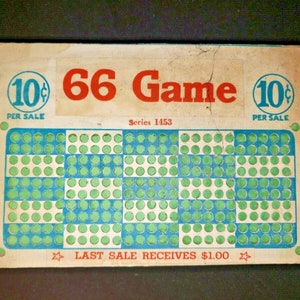 Vintage 66 Game 10 Cent Punch Board Gambling Unused with key New Old Stock