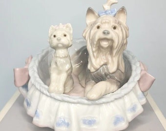 Lladro Figurine Our Cozy Home #6469 Retired Porcelain Yorshires