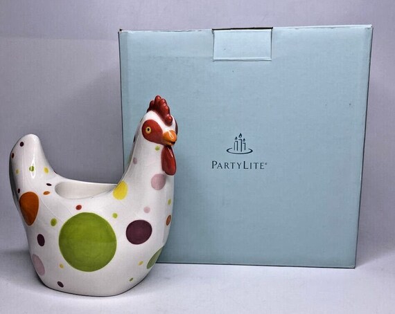Vintage Retired Partylite spring feeling polka dot hen candle holder rare retired nib P6E/p9243