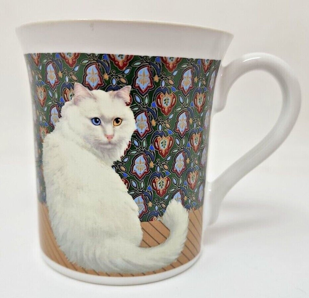 Vintage 1987 Hallmark Cards Mug Cat White Fluffy Cat 2 Eye -  Sweden