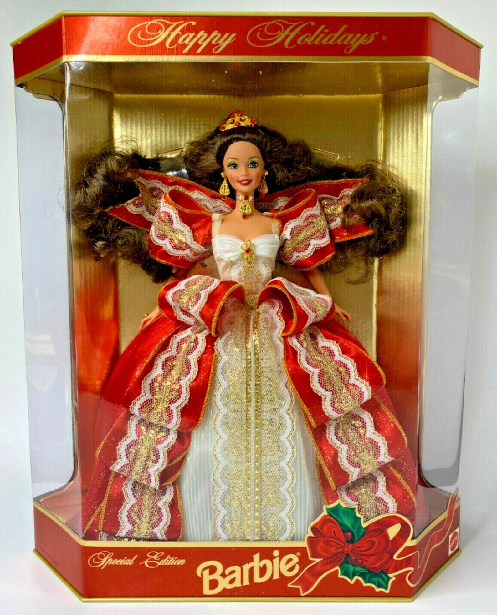 1997 Rare Happy Holidays Barbie Brunette Misprint Nib Bd12 - Etsy