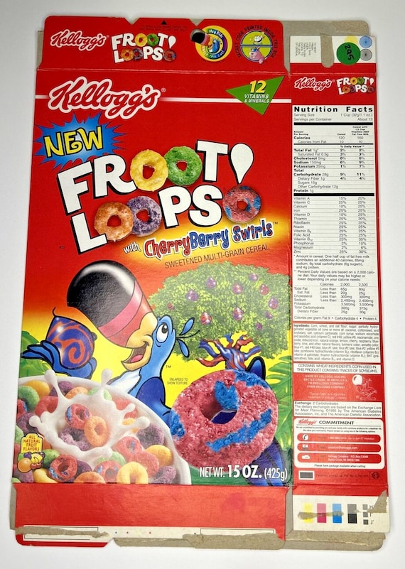 2001 Empty Froot Loops With Cherryberry Swirls 15oz Cereal Box Sku