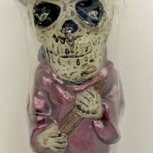 Vintage halloween metallic skull candle new in packaging 4.5&quot; sku h497