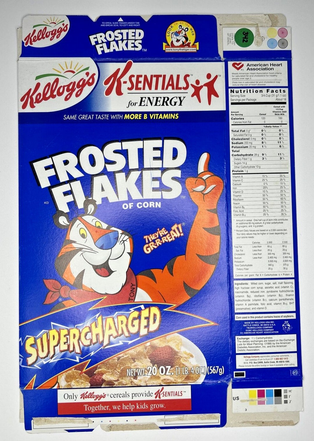 1999 Empty Frosted Flakes Supercharged 20oz Cereal Box Sku Etsy