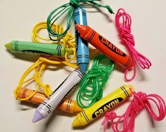 Vintage 6 Assorted Crayon Necklace Charms Vending Machine Toy Prize SKU 52