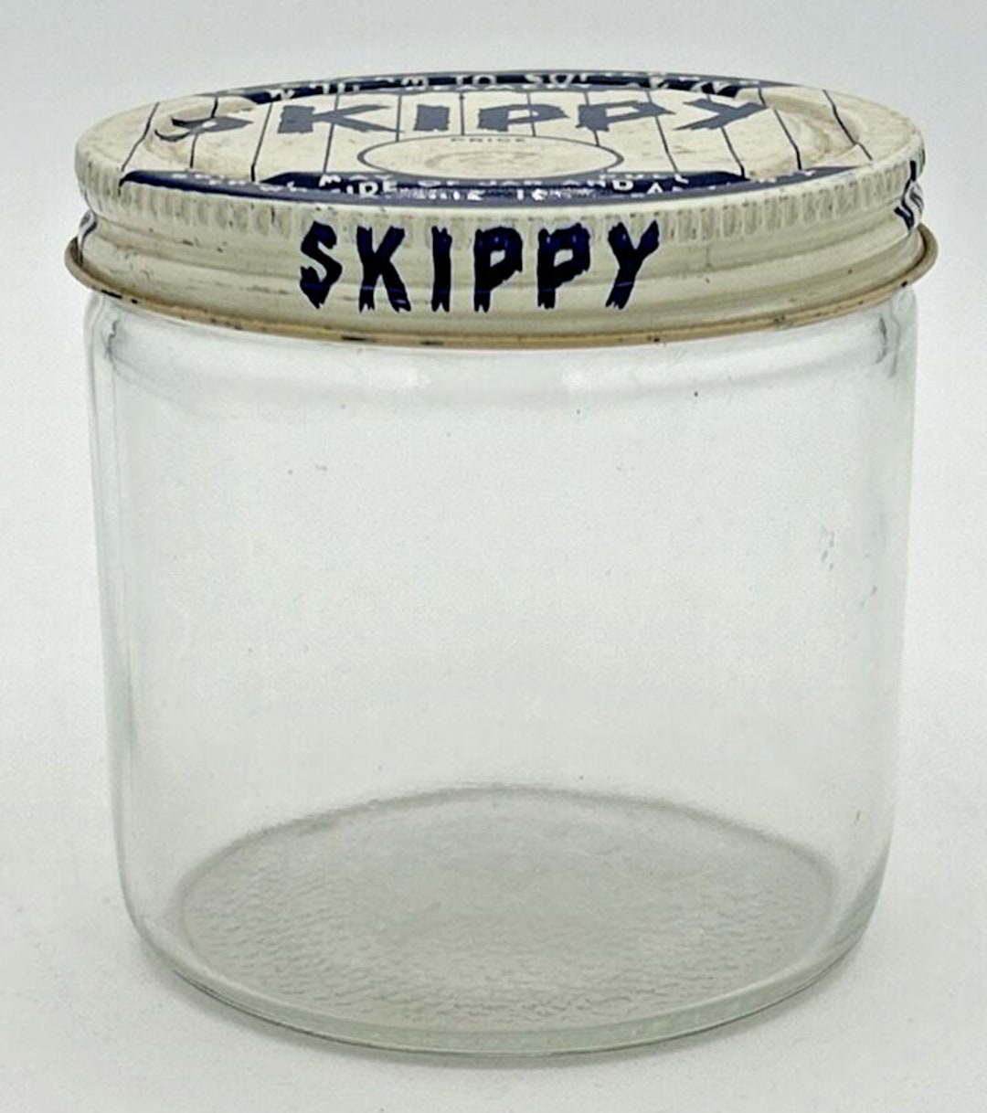 Vintage Skippy Peanut Butter Jar Glass Container W Tin Lid Htf Pb162 Etsy
