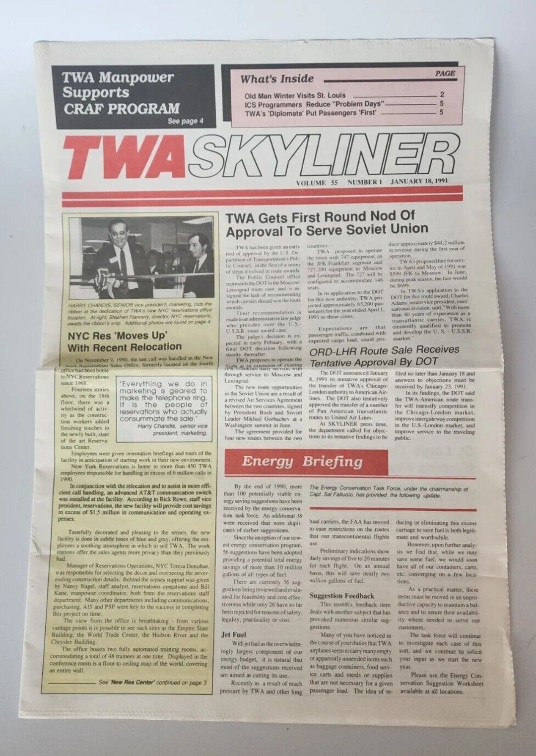 Twa Airlines Skyliner News Letter January 1991 Volumer 55 Etsy