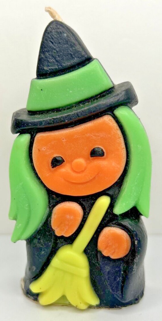 Vintage halloween witch decorative candle 3.5" sk… - image 1