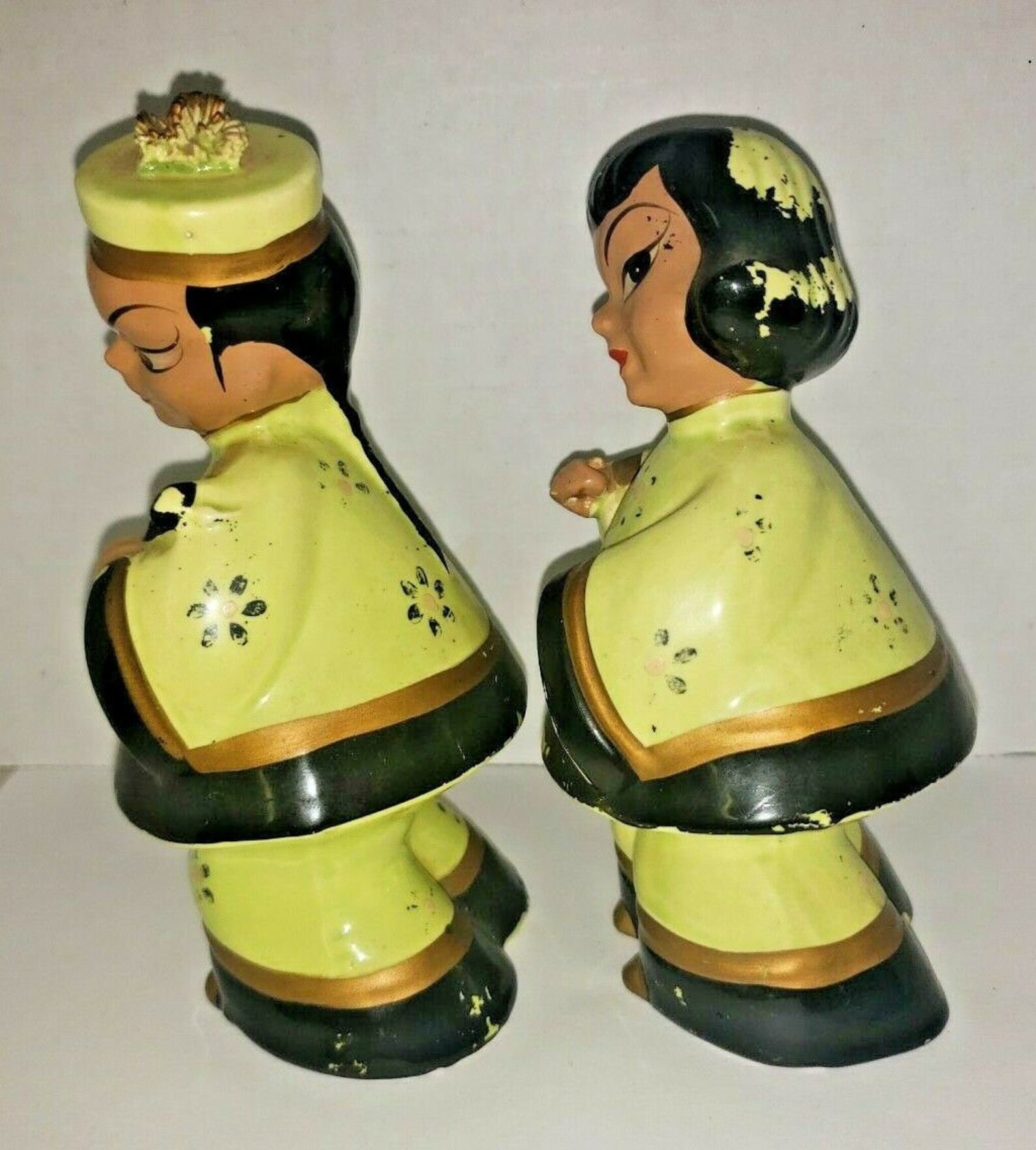 Pair vintage kreiss co. ceramic shelf sitting asian figurines Etsy