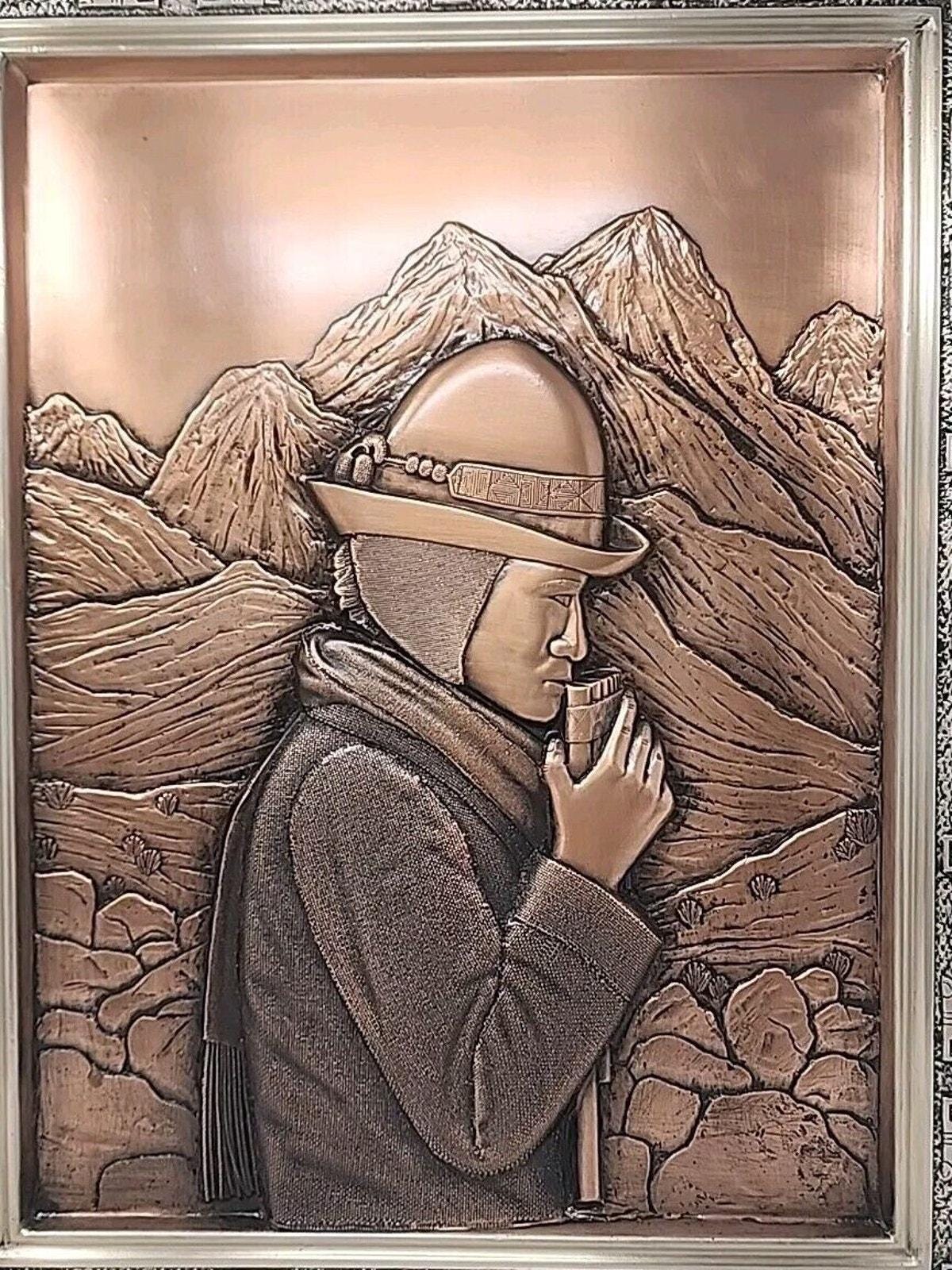 VTG Handmade Copper 3D Wall Picture Artist Signed Miguel Garnica