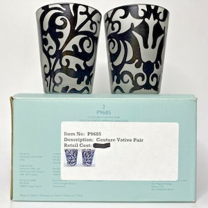 Vintage Retired Partylite couture votive holder pair retired nib p13b/p9685