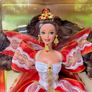 1997 Rare Happy Holidays Barbie Brunette Misprint Nib 3 - Etsy
