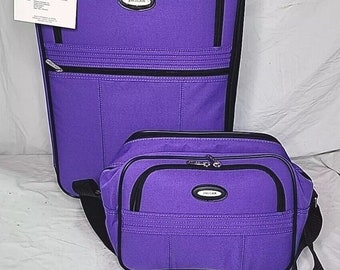 Vtg JcPenney Jaguar 2 Piece Purple Carryon/ Satchel In Box New E