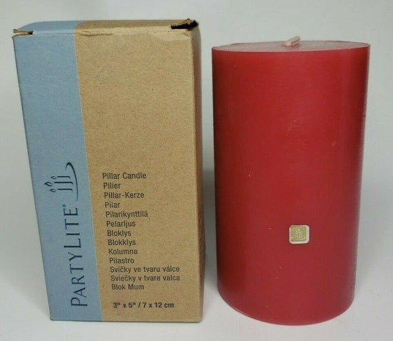 PartyLite 3" x 5"  Pillar Candle New in Box Mahog… - image 1