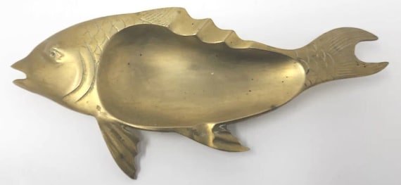 Vintage Brass Fish Footed Ashtray About 9