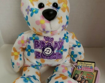 Tv Tunes 1999 Music Bear 7" Plush Bear New Vintage Brady Bunch Flowered