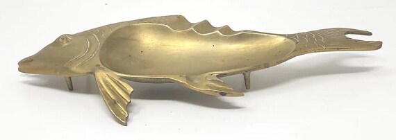 VINTAGE FISH ASHTRAY 真鍮 ヴィンテージ 熱帯魚 Vintage Brass Fish Footed Ashtray About 9