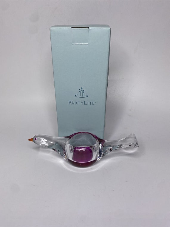 Vintage Retired Partylite spring dance tealight candle holder fuscia retired nib p13c/p9857f