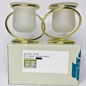 Vintage Retired PartyLite Gemini Brass Votive Holder Pair Retired NIB P13B/P7106