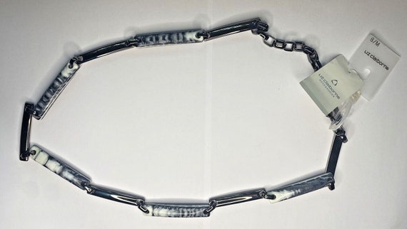 Liz claiborne grey marble chain link belt size s/… - image 1