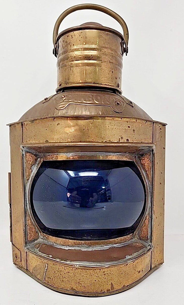 Vintage Brass Starboard and Port Signal Lanterns Original Set Red