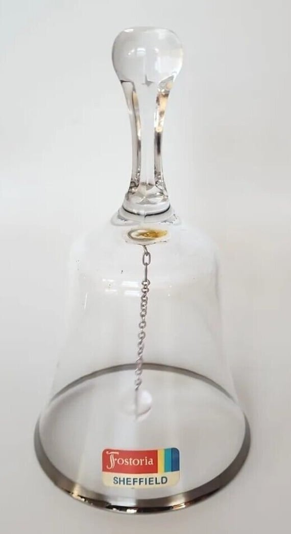 Fostoria sheffield glass silver trim bell with st… - image 1