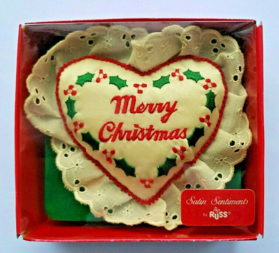 Russ satin sentiments christmas ornament merry ch… - image 2