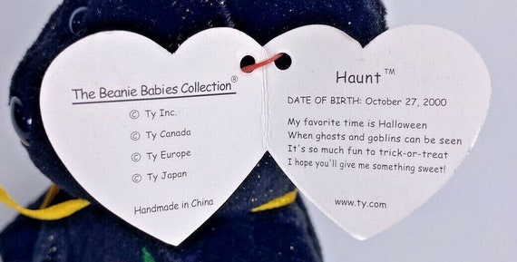 2001 Ty Beanie Baby "Haunt" Retired Halloween Teddy B… - Gem