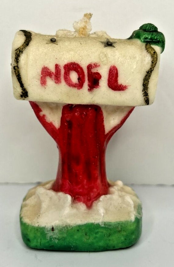 Vintage christmas holiday noel mailbox candle 3" s