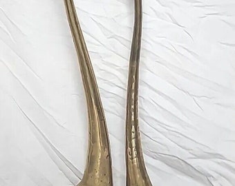 Vintage Mid Century Pair of 2 Brass Swan Goose Egret Heron Bird Large MS