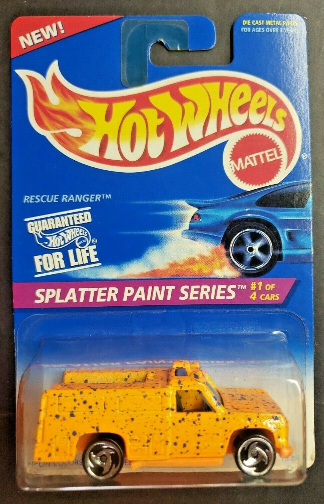 1996 Hot Wheels Splatter Paint Series Rescue Ranger 1/4 Orange