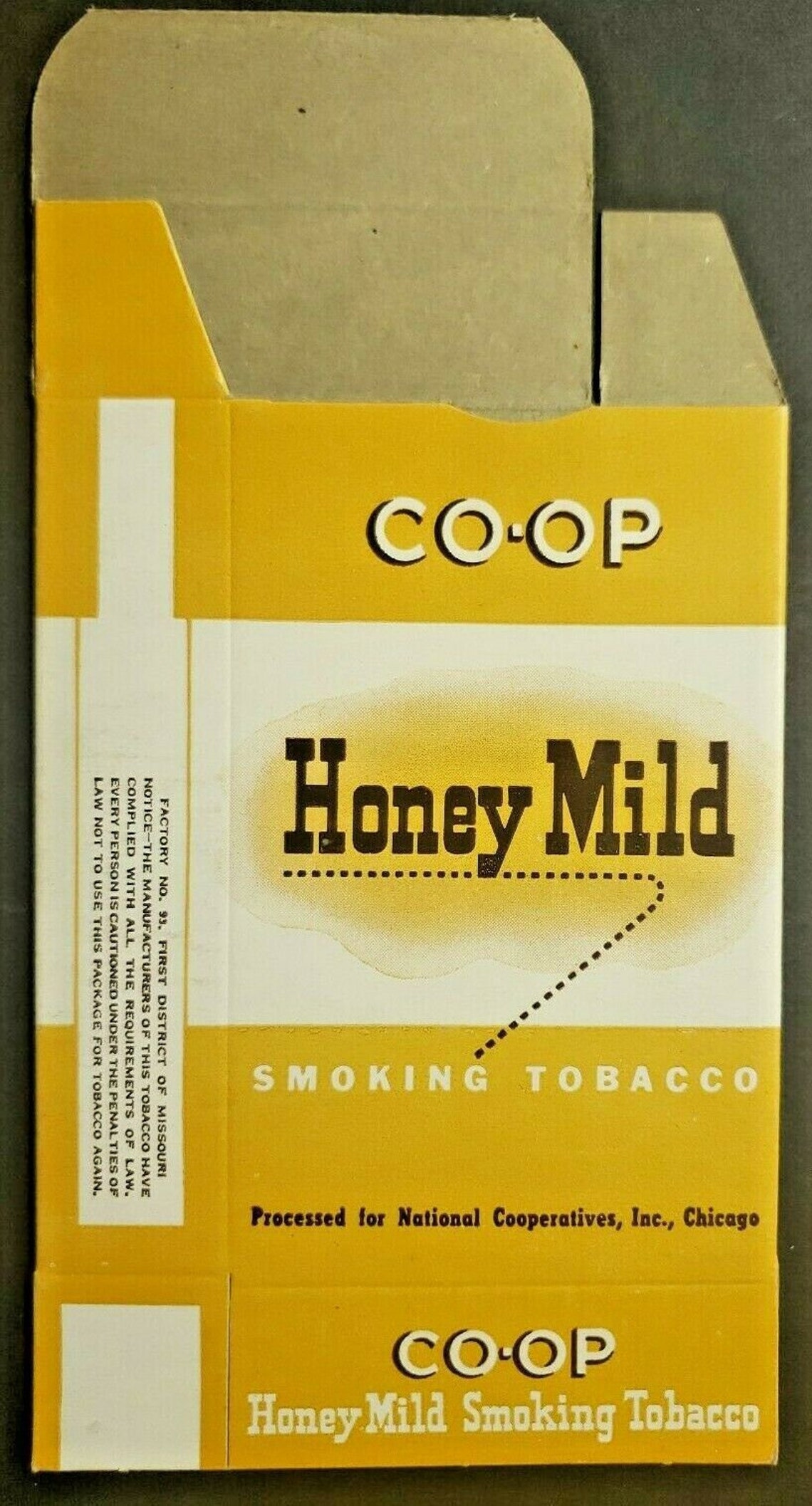 Vintage Coop Honey Mild Smoking Tobacco Box Yellow Box Flat Etsy