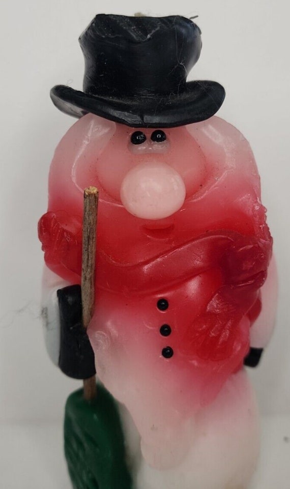 Vintage funny face snowman holiday winter candle … - image 5
