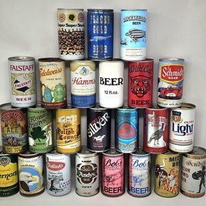 Vintage 70-80's Mixed Collectible Empty Beer Steel Cans Lot of 24 Cans BCL-6